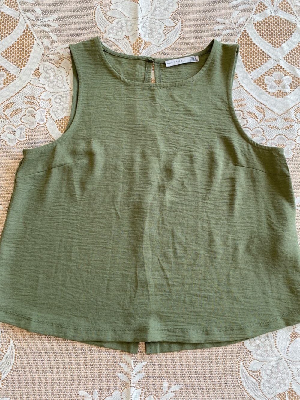 Black Tape_ Olive Green Sleeveless Tank Top